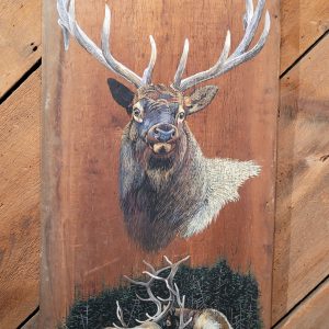Elks Sparring Painting on Wood